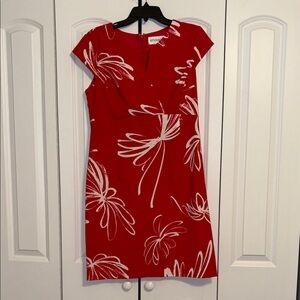 Ryu Red and White Floral Midi Dress